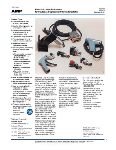 Tyco Electronics Pistol Grip Hand Tool System Catalog for Insulation Displacement Connectors - cover page
