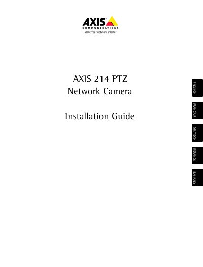 Axis 214 PTZ Network Camera Installation Guide - cover page
