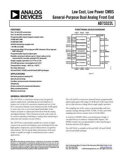 Analog Devices AD73322L Datasheet - cover page