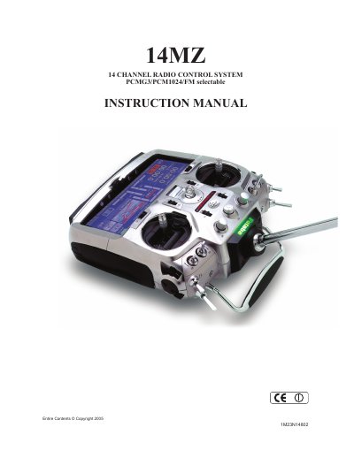 Futaba 14MZ 14 Channel Radio Control System Instruction Manual