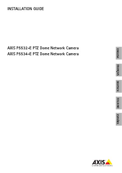 Axis P5532-E / P5534-E PTZ Dome Network Camera Installation Guide - cover page