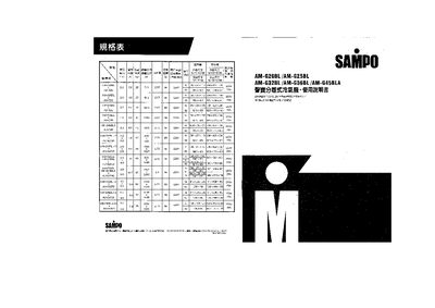 Sampo AM-G20BL/AM-G25BL/AM-G32BL/AM-G36BL/AM-G45BLA Air Conditioner User Manual - cover page