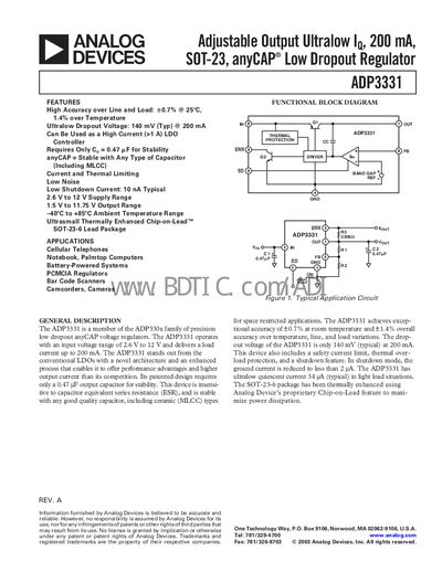 Analog Devices ADP3331 Handbook - cover page