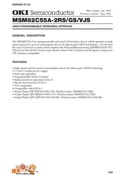 OKI MSM82C55A-2RS/GS/VJS Datasheet - cover page