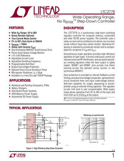 Linear Technology LTC3778 Datasheet - cover page