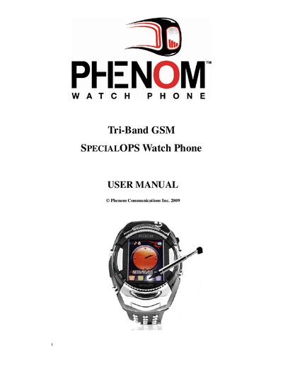 Phenom SPECIALOPS Watch Phone User Manual