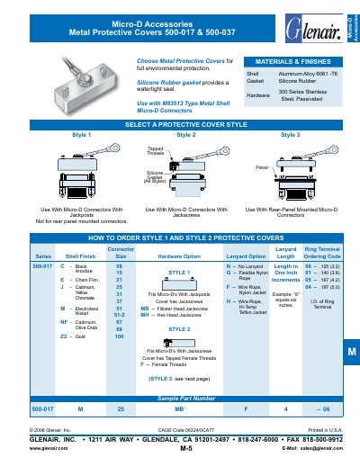 Glenair Micro-D Accessories Product Leaflet - cover page