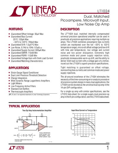 Linear Technology LT1024 Datasheet - cover page