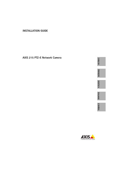 Axis 215 PTZ-E Network Camera Installation Guide - cover page