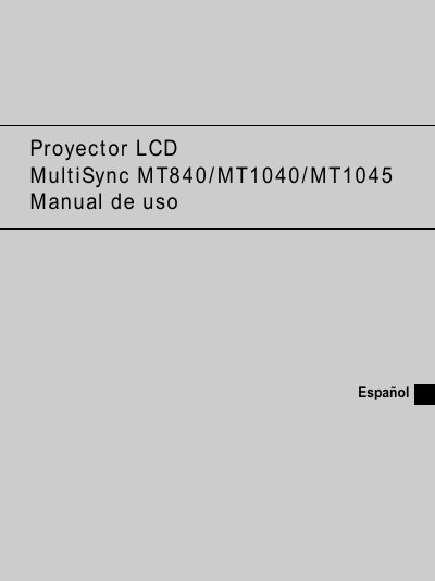 MultiSync MT840/MT4040/MT1045 LCD Projector user manual(1)(1) - cover page