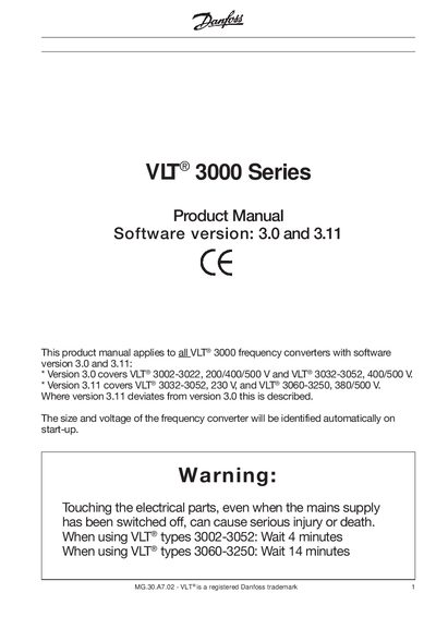 Danfoss VLT 3000 Series User Manual - cover page