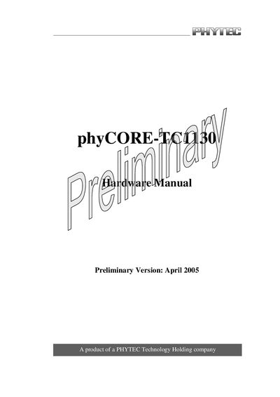 Phytec phyCORE‑TC1130 Hardware Manual - cover page