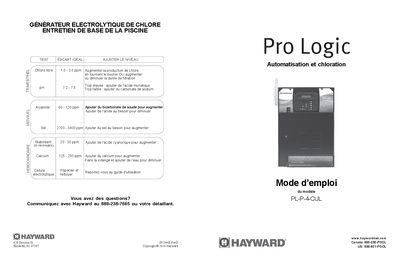 Hayward PL-P-4-CUL Chlorinator User Manual