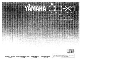 Yamaha CD-X1 Compact Disc Player Owner's Manual - cover page