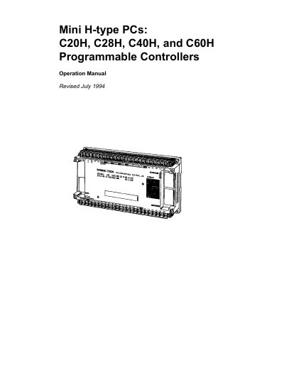Omron C20H, C28H, C40H, C60H Mini H-type PCs Operation Manual - cover page