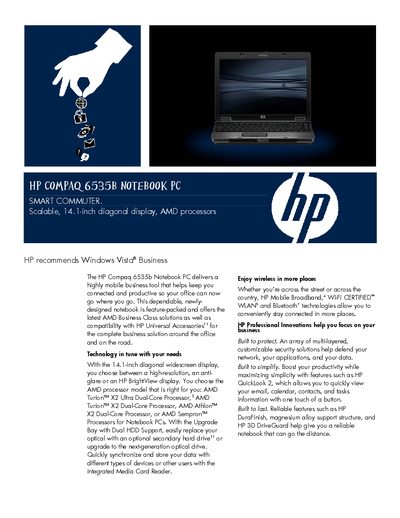 HP Compaq 6535b Notebook PC User Manual - cover page