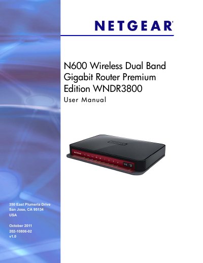 NETGEAR N600 Wireless Dual Band Gigabit Router Premium Edition WNDR3800 User Manual - cover page