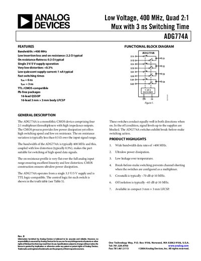 Analog Devices ADG774A Datasheet