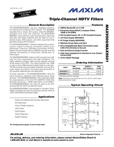 Maxim MAX9500/MAX9501 Datasheet - cover page