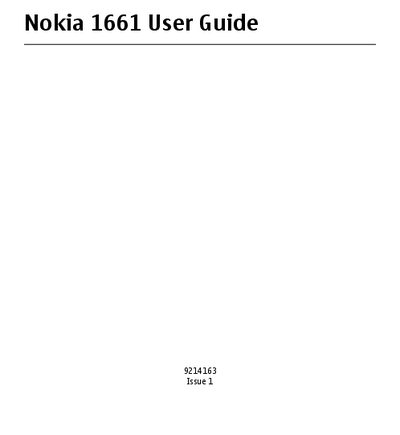 Nokia 1661 Phone User Guide - cover page