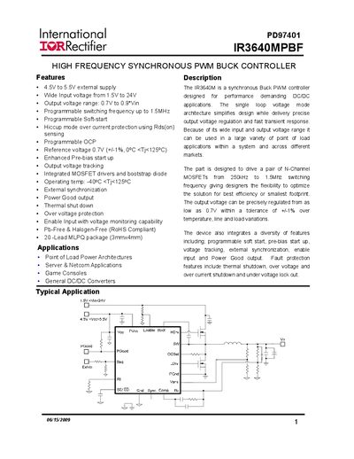 International Rectifier IR3640MPBF Datasheet - cover page