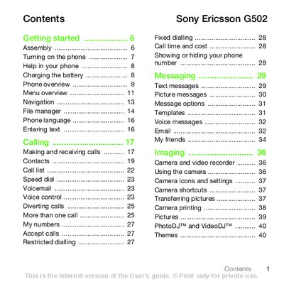 Sony Ericsson G502 User Manual