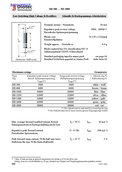Diotec DD 300...DD 1800 Semiconductor Data Sheet - cover page