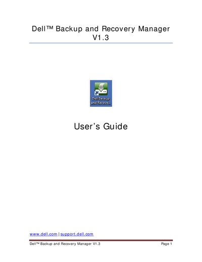 Dell Backup and Recovery Manager V1.3 User Guide - cover page