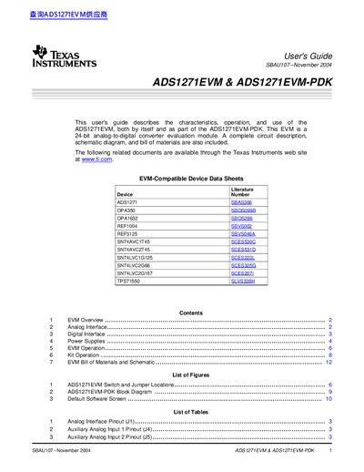 TEXAS INSTRUMENTS ADS1271EVM ADS1271EVM-PDK handbook - cover page