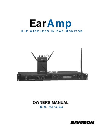Samson EarAmp UHF Wireless In Ear Monitor Owner's Manual - cover page