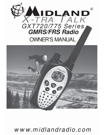 Midland GXT720/775 Series GMRS/FRS Radio Owner's Manual - cover page