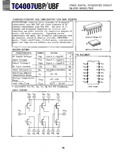 TC4007UBP/UBF CMOS Digital Integrated Circuit Datasheet - cover page