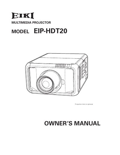 EIKI EIP-HDT20 Multimedia Projector Owner's Manual - cover page