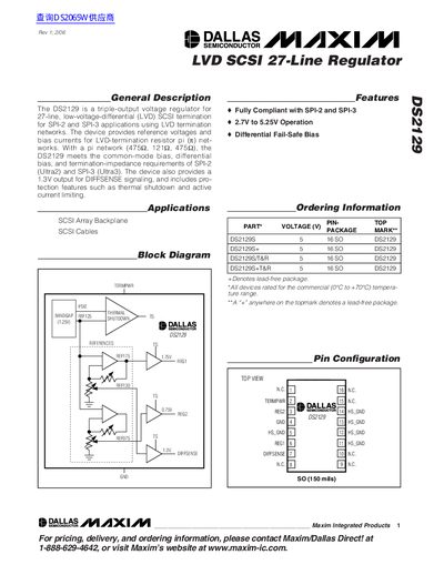 Maxim DS2129 LVD SCSI 27-Line Regulator Datasheet - cover page