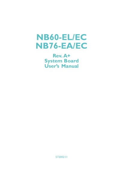 NB60-EL/EC & NB76-EA/EC System Board User Manual - cover page