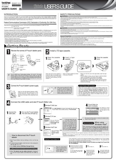 Brother PT-1230PC Labeler User Manual - cover page