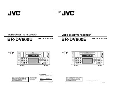 JVC BR-DV600U Video Cassette Recorder User Manual - cover page