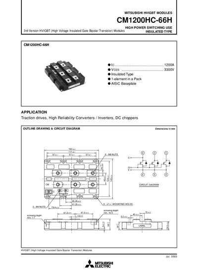 Mitsubishi CM1200HC-66H Datasheet - cover page