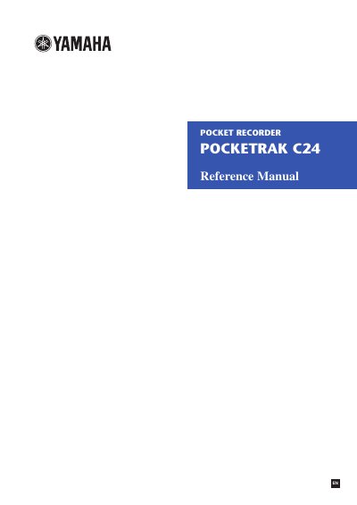 Yamaha Pocketrak C24 Recorder Reference Manual - cover page
