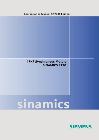 Siemens SINAMICS S120 Synchronous Motors 1FK7 Configuration Manual - cover page