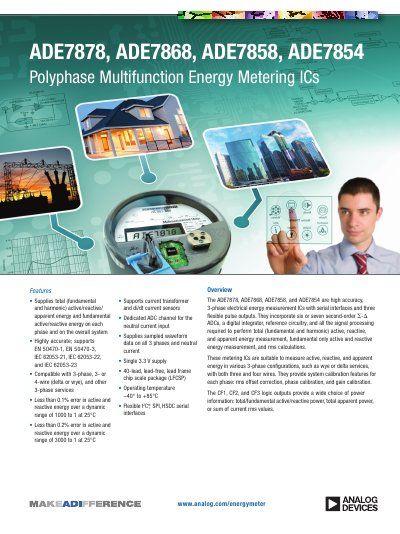 Analog Devices ADE78xx Series Polyphase Multifunction Energy Metering ICs Datasheet