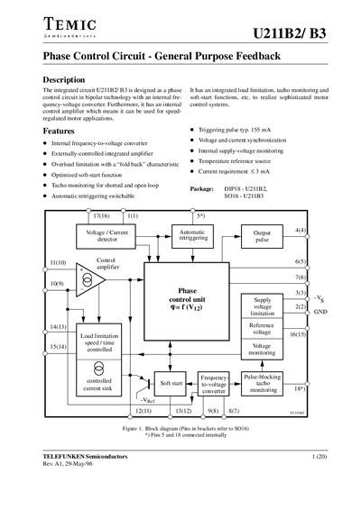 TEMIC U211B2/B3 Datasheet - cover page