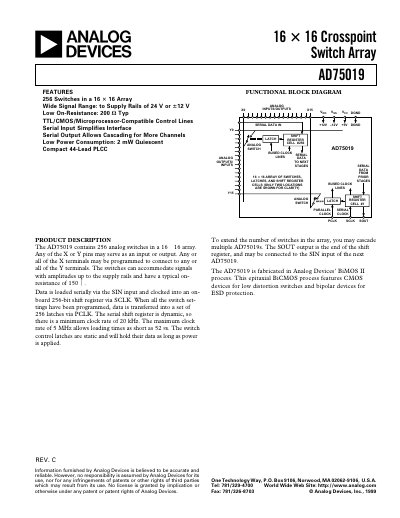 Analog Devices AD75019 Datasheet (Product Handbook) - cover page