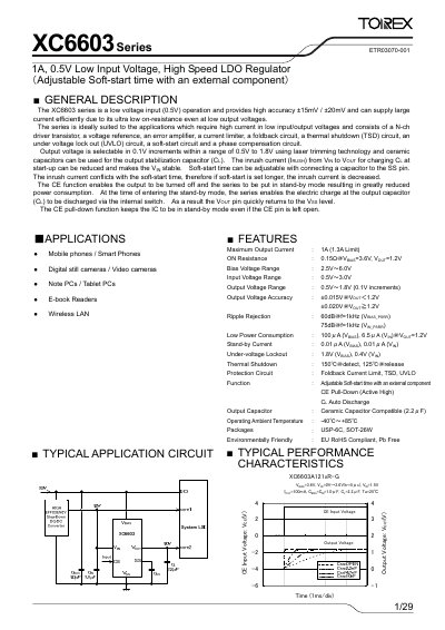 Torex XC6603 Series LDO Regulator Datasheet - cover page