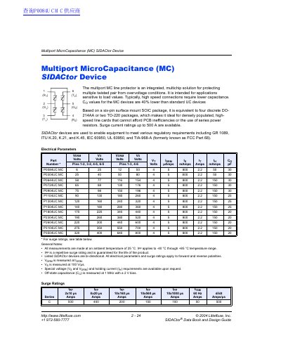 Littelfuse Multiport MC SIDACtor Device Datasheet - cover page