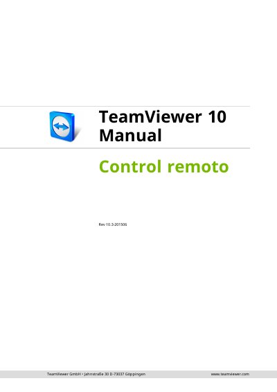 TeamViewer 10 Remote Control User Manual - cover page