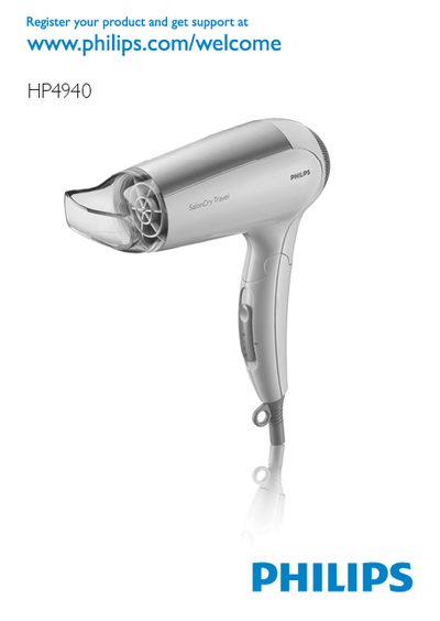 Philips HP4940 Hair Dryer User Manual - cover page