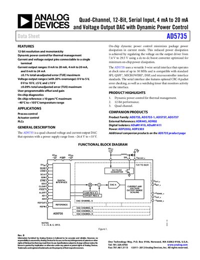 Analog Devices AD5735 Quad-Channel 12-Bit DAC Data Sheet