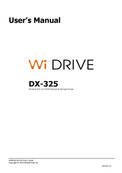 EDSLAB WiDRIVE DX-325 User Manual