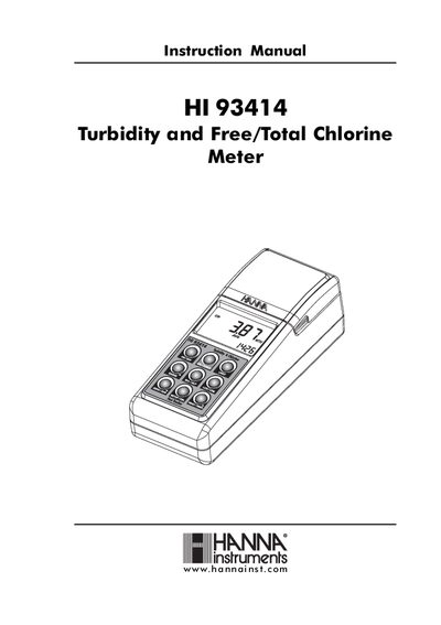 Hanna Instruments HI 93414 Turbidity and Free/Total Chlorine Meter Instruction Manual - cover page